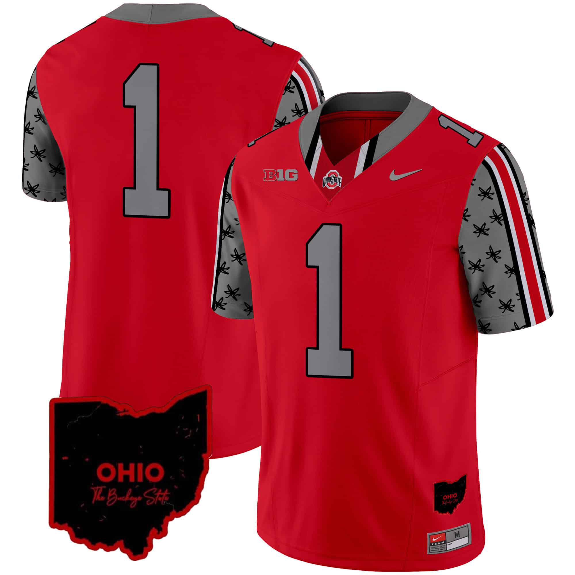 Men Ohio State Buckeyes 1 No Name Red 2024 Nike Home Patch Vapor Limited NCAA Jersey